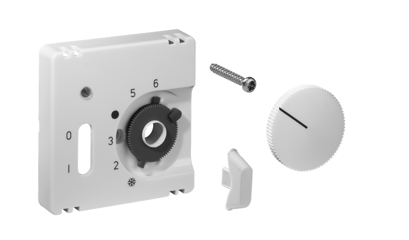 Alre JZ-035.120 Cover set for room thermostat RTBSU-401062 / floor temperature controller RTERU, 55×55, traffic white (RAL9016), gloss Turkey