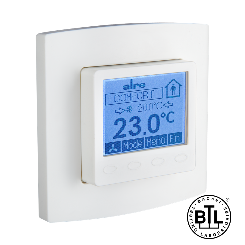 Alre KTRBUu217.456#21 BACnet room controller flush-mounted, 230V AC, alre frame, cover 50x50mm, pure white, gloss Turkey