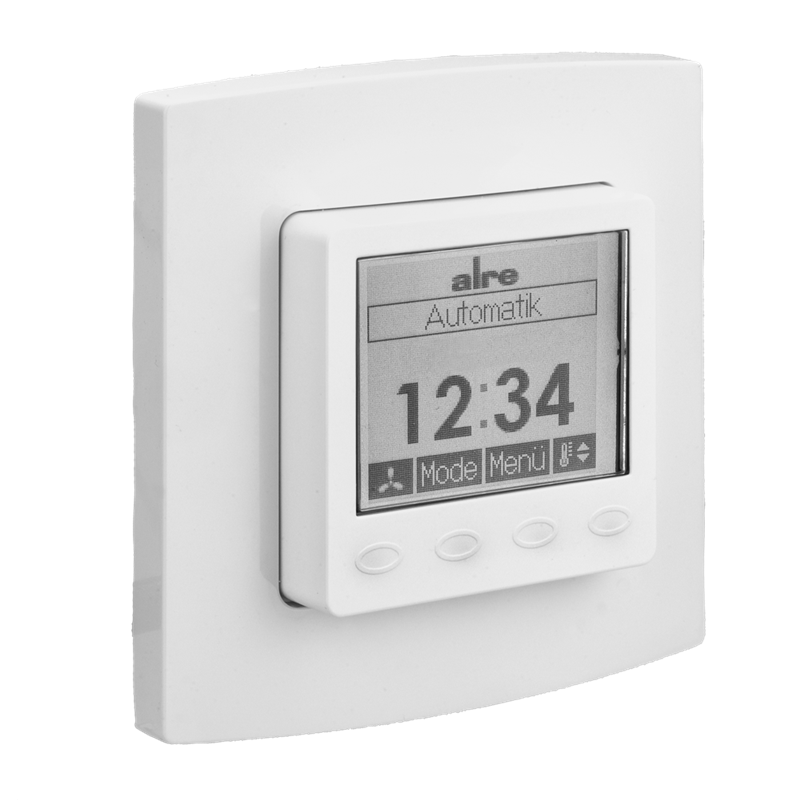 Alre KTRRUu217.456#21/V2 Room thermostat with timer, heating/cooling, flush-mounted, 230V AC, alre frame, cover 50x50mm, pure white, gloss Turkey
