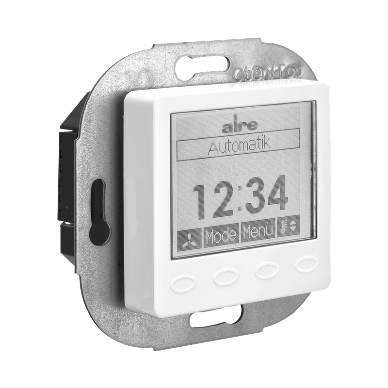 Alre KTRRUu257.456#07/V2 Room thermostat with timer, heating/cooling, flush-mounted, 24V AC/V DC, cover 50x50mm, pure white, gloss Turkiye