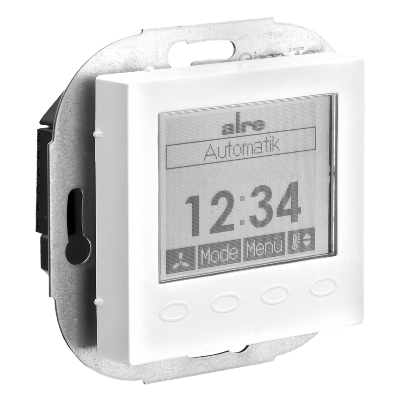 Alre KTRRUu217.456#55/V2 Room thermostat with timer, heating/cooling, flush-mounted, 230V AC, cover 55x55mm, pure white, gloss Turkiye