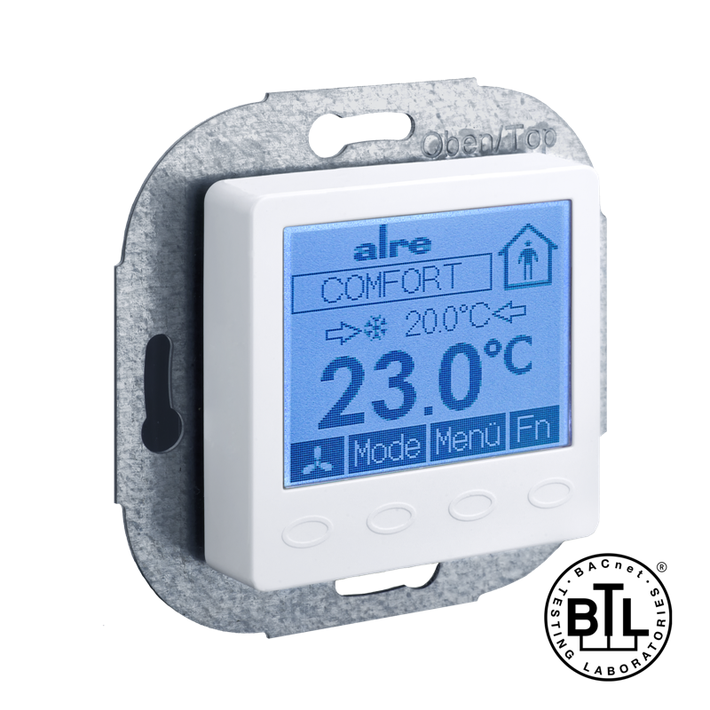 Alre KTRBUu217.456#27 BACnet room controller flush-mounted, 230V AC, cover 50x50mm, traffic/studio white, gloss Turkiye