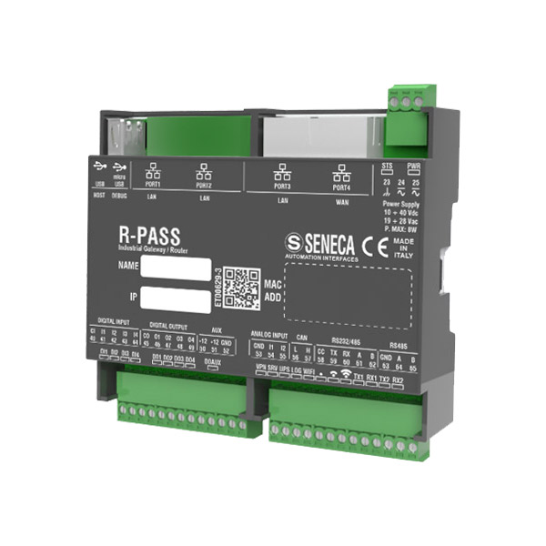Seneca R-PASS-0-2-S (-W-2-S) IEC 61131 controller, Straton IDE, VPN, built-in I/Os, WiFi (optional) Turkiye