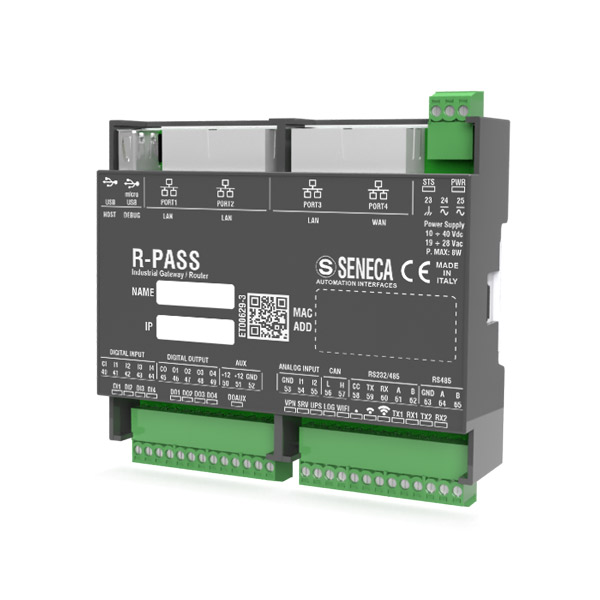 Seneca R-PASS-0-2-E (-W-2-E) IEC 61131 controller, Straton IDE, 4G router, VPN, built-in I/Os, WiFi (optional) with Energy protocols Turkiye