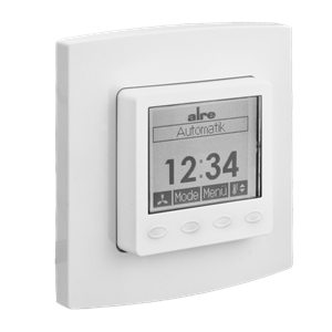 Alre KTRRUu257.456#21/V2 Room thermostat with timer, heating/cooling, flush-mounted, 24V AC/V DC, alre frame, cover 50x50mm, pure white, gloss Turkiye